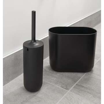 iDesign Slim Oval Waste Basket in Matte Black for Small Spaces