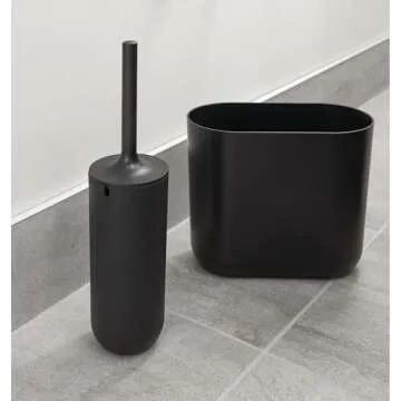 iDesign Slim Oval Waste Basket in Matte Black for Small Spaces