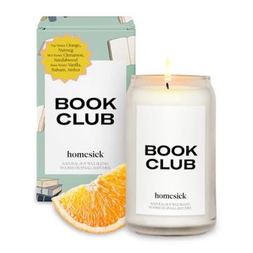 Homesick Book Club Scented Candle - Long-Lasting Natural Soy Wax Gift for Book Lovers