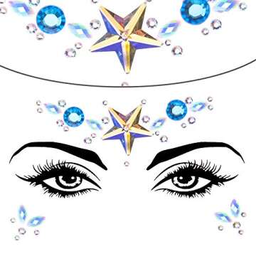 SIQUK 12 Sets Face Jewels Mermaid Face Gems Face Rhinestone Temporary Tattoos Crystal Tears Gems Sto...