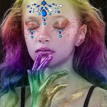 SIQUK 12 Sets Face Jewels Mermaid Face Gems Face Rhinestone Temporary Tattoos Crystal Tears Gems Stones for Race Carnival Festival Party
