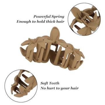 ANBALA 4PCS Hawaiian Plumeria Flower Hair Clips - Large Non-Slip Matte Claw Clips for Women, Strong ...