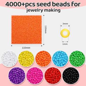 IOOLEEM Orange Seed Beads, 4000+pcs 3mm Glass Seed Beads, Seed Beads for Jewelry Making, Glass Beads...