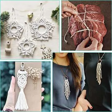 Natural White Cotton Cooking Twine 984 Feet Food Safe Kitchen Twine String for Trussing and Tying Poultry and Meat Making Sausage,Cotton Butchers Twine String,Crafts Twine