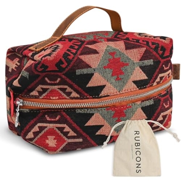 RUBICONS Cosmetic Handbag Makeup Organizer - Eco-Friendly Boho Chic Red
