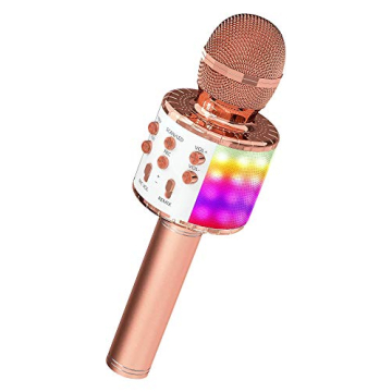 OVELLIC Karaoke Microphone for Kids, Wireless Bluetooth Karaoke Microphone with LED Lights, Portable...