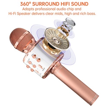 OVELLIC Wireless Karaoke Microphone with LED Lights