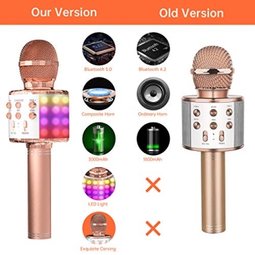 OVELLIC Wireless Karaoke Microphone with LED Lights