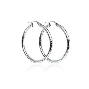 35mm Silver Hoop Earrings, Lightweight and Durable Design