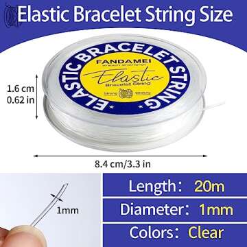 FANDAMEI 1mm Elastic Bracelet String Cord, Crystal Stretch Bead Cord for Bracelets Jewelry Making, C...