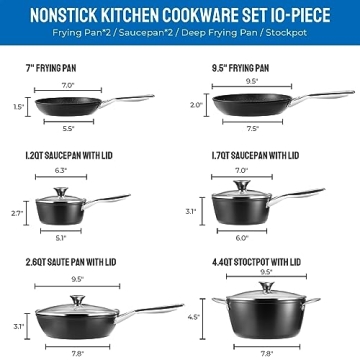 BEZIA Induction Nonstick Cookware Set - 10 Pieces