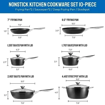 BEZIA Induction Nonstick Cookware Set - 10 Pieces