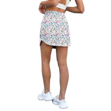 LouKeith Golf Skirts for Women Tennis Skirt with Zipper Pockets High Waisted Running Casual Athletic Skorts Built-in Shorts Boho Flowers L