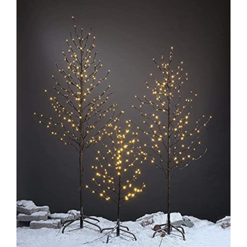 Lightshare Set of 3 Star Light Trees Christmas Decorations, Including 3 feet, 5 feet, and 6 feet, Warm White Christmas Tree, Brown Branch