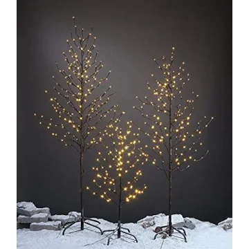 Lightshare Set of 3 Star Light Trees Christmas Decorations, Including 3 feet, 5 feet, and 6 feet, Warm White Christmas Tree, Brown Branch