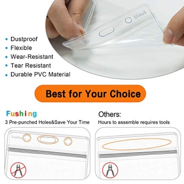 Fushing Clear Plastic Badge ID Holders - 100 Pack