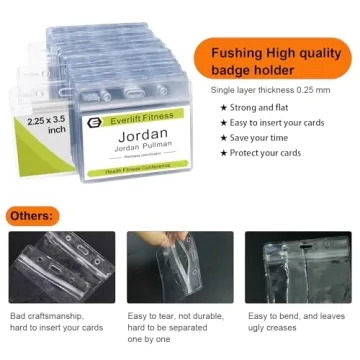 Fushing Clear Plastic Badge ID Holders - 100 Pack