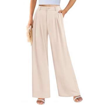 PRETTYGARDEN Women's Wide Leg Suit Pants Loose Fit High Elastic Waisted Business Casual Long Trouser...
