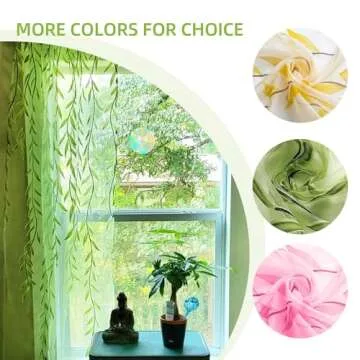 BROSHAN Green Sheer Window Curtains-Pocket Design Sheer Curtains Pretty Vine Curtains 2 Panels Leaf Pattern Curtain Sheers Voile Sheer Window Curtain Panels for Kids Bedroom Living Room Nursery