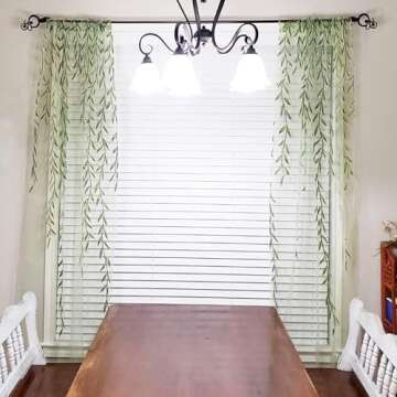 BROSHAN Green Sheer Window Curtains-Pocket Design Sheer Curtains Pretty Vine Curtains 2 Panels Leaf Pattern Curtain Sheers Voile Sheer Window Curtain Panels for Kids Bedroom Living Room Nursery