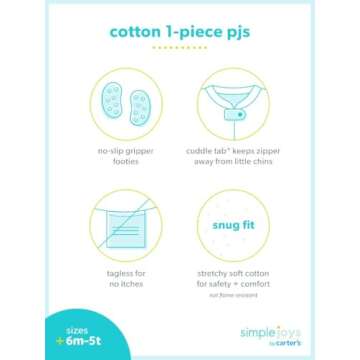 Simple Joys by Carter's Girls' 3-Pack Snug Fit Footed Cotton Pajamas