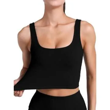 FelFory Ribbed Longline Sports Bra Top for Women