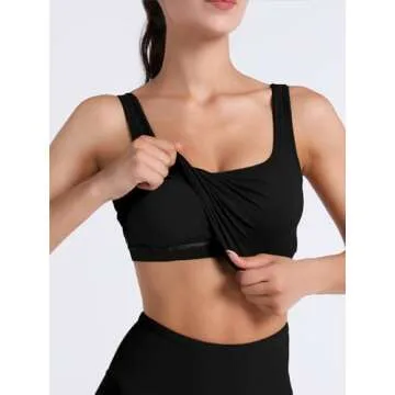 FelFory Ribbed Longline Sports Bra Top for Women