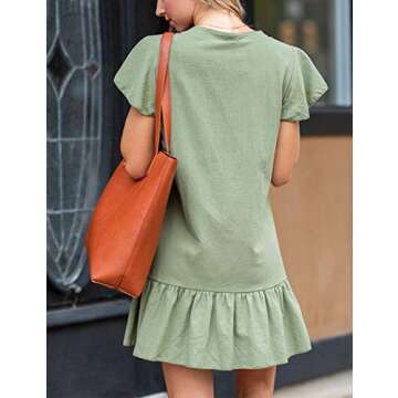 Blooming Jelly Women’s Ruffle Mini Dress V Neck Green XL