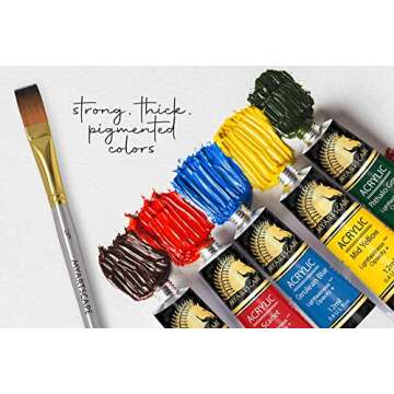 MyArtscape Acrylic Paint Set - 48 x 12ml Tubes - Lightfast - Heavy Body - Non Fading - Vibrant Colors - Artist Quality Painting Supplies - Professional Grade Paints