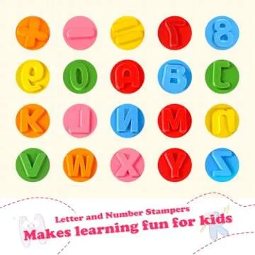 MeCids Wooden Alphabet Number Stamp for Kids - Educational Learning Toy Stamp for Playdough with 26 Letters, Numbers 0-9, Flashcards - ABC Spelling and Math Learning Toddler (Alphabet Number-39 Pcs)