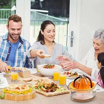 Kasmoire Citrus Lemon Orange Juicer, Manual Hand Squeezer with Built-in Measuring Cup and Strainer, 8OZ (Yellow)