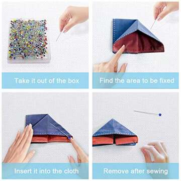 500PCS Sewing Pins for Fabric, Straight Pins with Colored Ball Glass Heads Long 1.5inch, Quilting Pins for Dressmaker, Jewelry DIY Decoration, Craft and Sewing Project by Sunenlyst