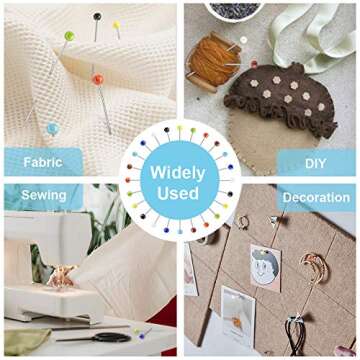 500PCS Sewing Pins for Fabric, Straight Pins with Colored Ball Glass Heads Long 1.5inch, Quilting Pins for Dressmaker, Jewelry DIY Decoration, Craft and Sewing Project by Sunenlyst