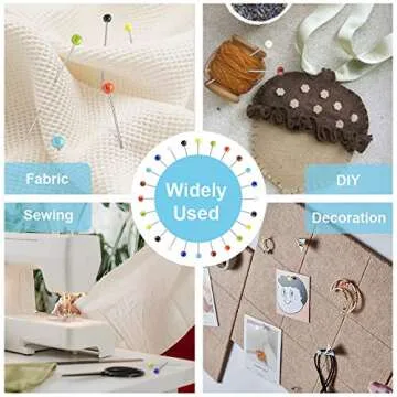 500PCS Sewing Pins for Fabric, Straight Pins with Colored Ball Glass Heads Long 1.5inch, Quilting Pins for Dressmaker, Jewelry DIY Decoration, Craft and Sewing Project by Sunenlyst