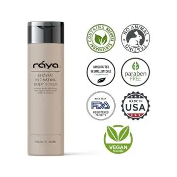 RAYA Enzyme Hydrating Body Scrub 8 oz Orange Vanilla Scent (S-104) | Gentle and Exfoliating Body Scrub | Made with Seaweed, Jojoba Beads, and Fruit Enzymes