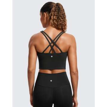 CRZ YOGA Womens Butterluxe Strappy Longline Sports Bra - Padded Criss Cross Yoga Workout Crop Tank T...