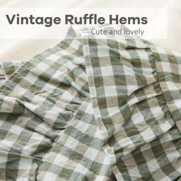 K MASANIJI 2 Pack Sage Green White Plaid Ruffle Throw Pillow Covers 18x18 inches, 100% Cotton Gingham Checkered Farmhouse Decorative Pillow Shams for Bed/Sofa (18x18 inches, Sage Green/White Plaid)