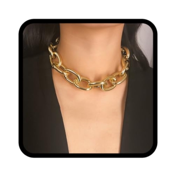 CLOACE Chunky Choker Necklace Gold Cuban Link Chain Thick Necklaces Punk Jewelry for Women(Gold cuba...