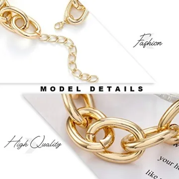 CLOACE Chunky Choker Necklace Gold Cuban Link Chain Thick Necklaces Punk Jewelry for Women(Gold cuban chain)
