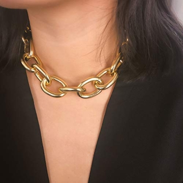 CLOACE Chunky Choker Necklace Gold Cuban Link Chain Thick Necklaces Punk Jewelry for Women(Gold cuban chain)