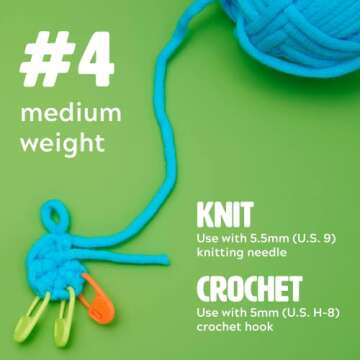 The Woobles Easy Peasy Yarn, Crochet & Knitting Yarn for Beginners with Easy-to-See Stitches - Yarn ...