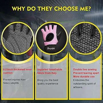 ihuan Breathable Weight Lifting Gloves: Fingerless Workout Gym | Wrist Support | Enhance Palm Protection | Extra Grip for Fitness| Training | Rowing | Pull-ups
