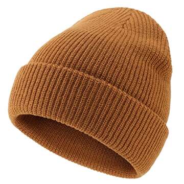 Connectyle Classic Men's Warm Winter Hats Acrylic Knit Cuff Beanie Cap Daily Beanie Hat (Camel)
