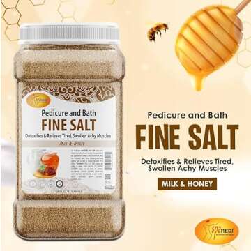 SPA REDI - Detox Foot Soak Pedicure and Bath Fine Salt, Milk and Honey, 128 Oz - Made with Dead Sea ...