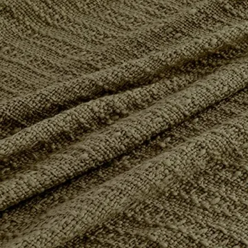 Cozy Olive Green Chunky Knit Throw Blanket with Tassels