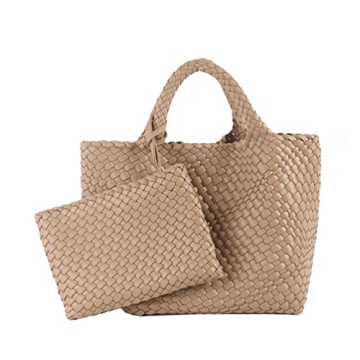 Stylish Woven Tote Bag with Wristlet for Women