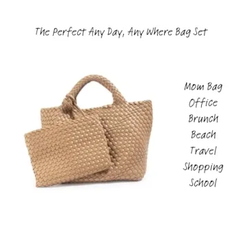 Stylish Woven Tote Bag with Wristlet for Women