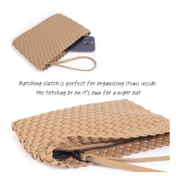 Stylish Woven Tote Bag with Wristlet for Women