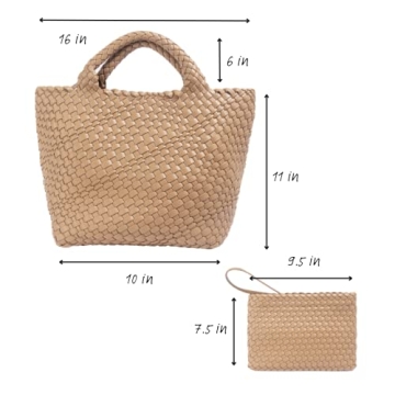 Stylish Woven Tote Bag with Wristlet for Women