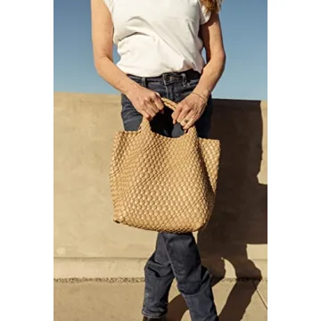 Stylish Woven Tote Bag with Wristlet for Women